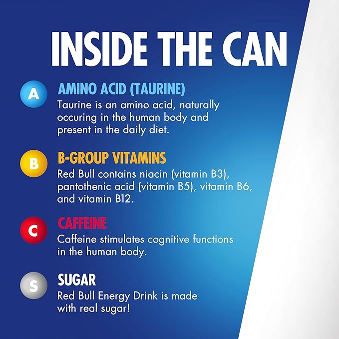 Red Bull Blue Edition Energy Drink, Blueberry, with 80mg Caffeine plus Taurine & B Vitamins, 8.4 Fl Oz, Pack of 24 Cans