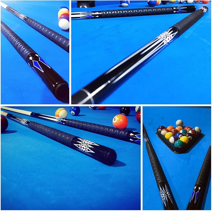 Pool Sticks Set of 4 and Pool Sticks Set of 2 with 13mm Cue Tip 58" Pool Cue with Rubber Anti-Skid Sleeve