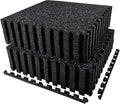 AIRHOP 0.56in Thick 96 Sq Ft Exercise Equipment Mats, 24 Tiles Upgraded Rubber Top with High Density EVA Foam, Large Interlocking Puzzle Gym Flooring for Home Gym, Heavy Weight Workout, 24 x 24in