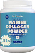 Zen Principle Marine Collagen Peptides Powder 1.5 lb. Wild-Caught Fish, Non-GMO. Supports Healthy Skin, Hair, Joints and Bones.Hydrolyzed Type 1 & 3 Protein. Amino Acids.Unflavored, Easy to Mix.