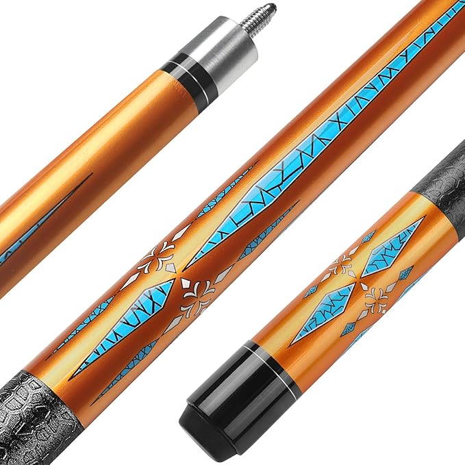 Billiard Cues Stick, 58" Pool Cues Canadian Maple Wood Leather Pattern Grip 18 19 20 21 oz Pool Cue Stick for Bar House Pool Table Sports