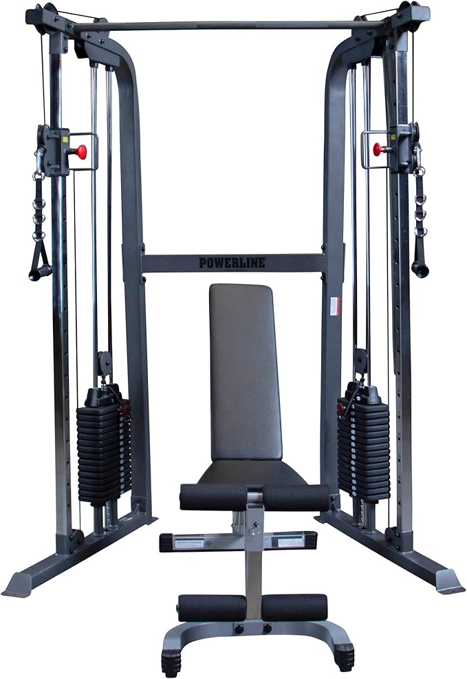 Body-Solid Powerline Cable Crossover Exercise Machine for Home & Commercial Gym, Functional Training Center with Dual Weights Stack for Cable Workout