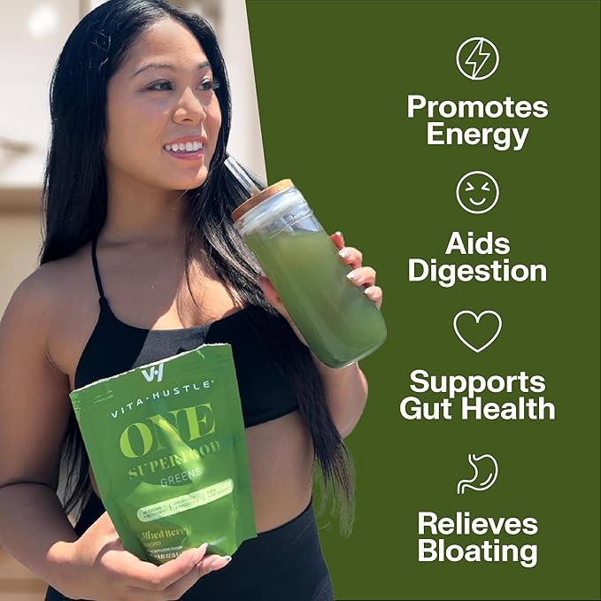 VitaHustle ONE Superfood Super Greens Powder Berry Flavor (25 Servings (Pack of 2))
