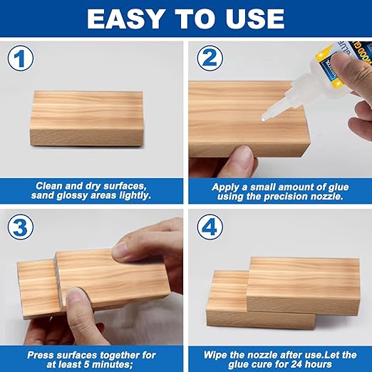 Extra Strong Wood Glue - 100g Fast Drying Super Glue for Heavy Duty Furniture & Garden, Clear, DIY & Crafts