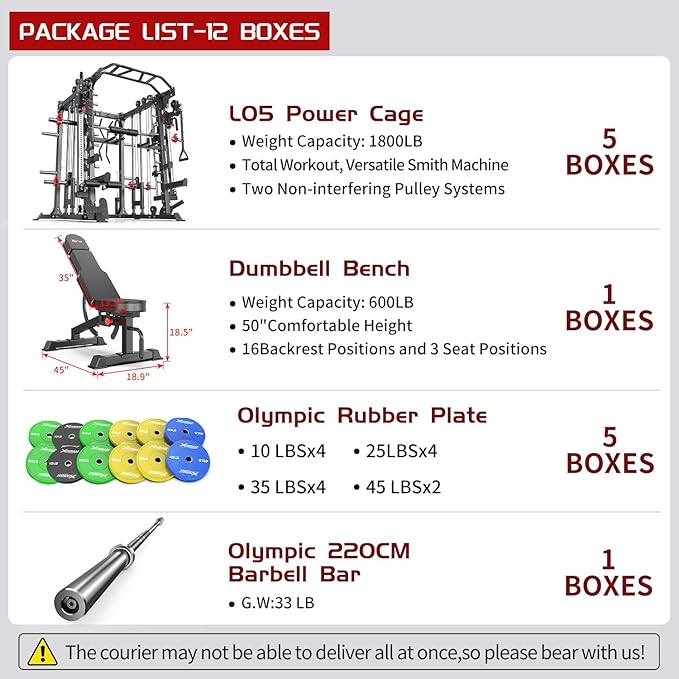 Smith Machine Power Rack Multifunctional Power Cage Deep Squat Rack Cable Crossover System Selectable More Training Attachment for Garage & Home Gym
