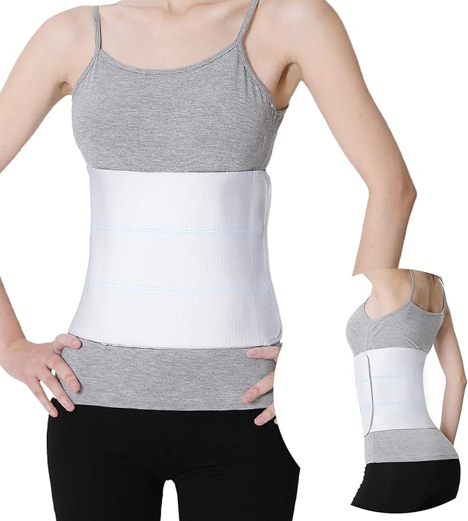 S Abdominal Binder Post Surgery - Elastic Waist Band for Stomach Support & Compression, Bariatric, Tummy Tuck | Latex-free, Breathable Belly Wrap Hernia Belt Lipo Garment - (45" - 60") 3 PANEL - 9"