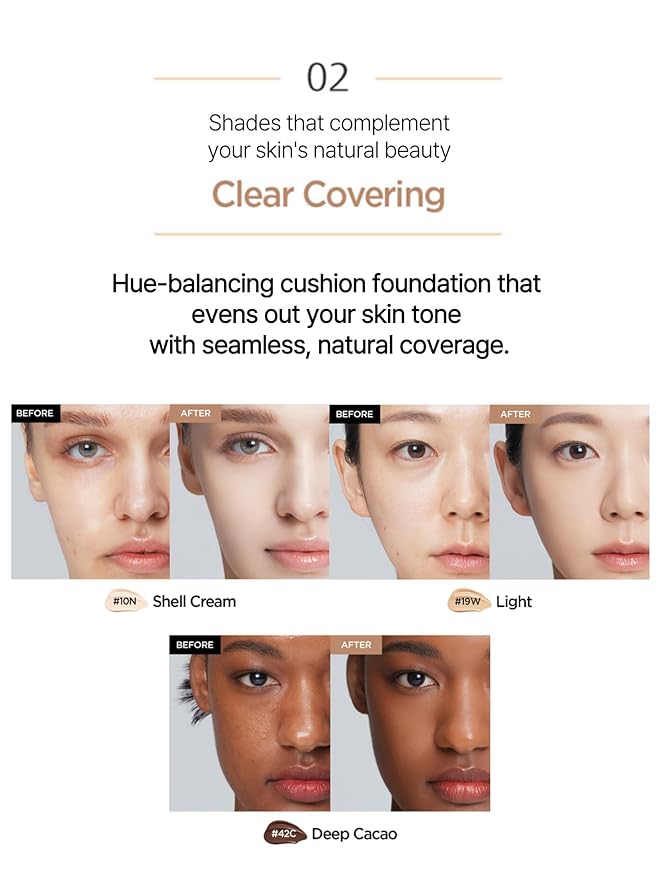 JUNG SAEM MOOL Essential Skin Nuder Cushion 21W Medium 0.49 Fl Oz, No Refill, Natural Radiant Finish Cushion Foundation with Buildable Coverage, Lightweight Texture, Korean Foundation Makeup