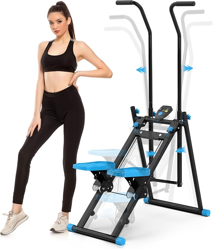 Stair Stepper for Home Gym, Vertical Stair Climber Cardio Exercise Machine for Full-Body Workout,Steppers for Exercise at Home Adjustable Handlebar & Pedals with 330LBS Loading Capacity
