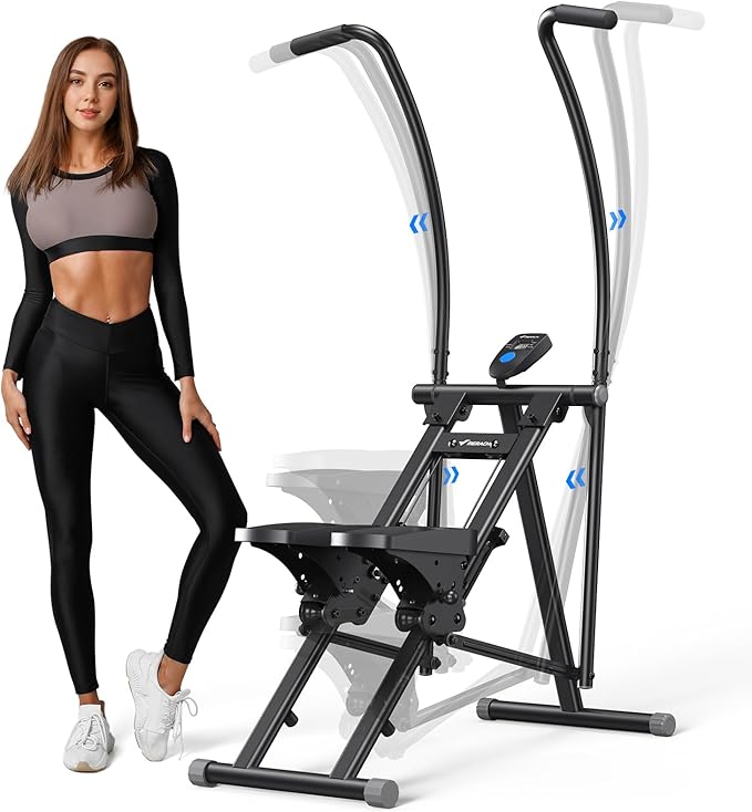 MERACH Stair Stepper for Home Gym Exercise, New Version Stairmaster for Full-Body Workout, Compact Folding Stair Climber with Extended Step Range, Adjustable Handlebar/Pedal