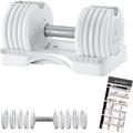Adjustable Dumbbell – 12.5/25lb Single Unit OR Set of 2 – 5-in-1 Adjustable Weight for Home Gym, Strength Training & Fitness Workouts, White OR Black