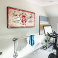 Tailored Canvases Personalized Gym Sign Wall Art Decor - Motivational Canvas for Home Gym, Workout Room, Garage, Fitness Center - Workout Inspirational Posters - One Hand Dumbbell on Rustic Red, 20x10in