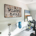 TAILORED CANVASES Personalized Gym Sign Wall Art Decor - Motivational Canvas s for Home Gym, Workout Room, Garage, Fitness Center - Workout Inspirational Posters - Kettlebell on Rustic, 48x16in