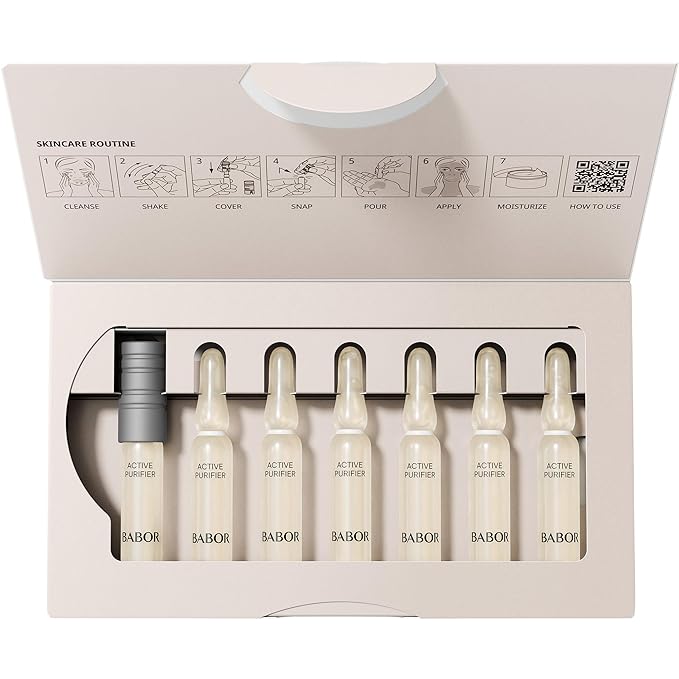 BABOR Active Purifier Ampoule Concentrates for Face with Tea Tree Oil, Refine, Purify, Revitalize Dull and Dry Skin, Clean & Vegan, Results in 7 Days