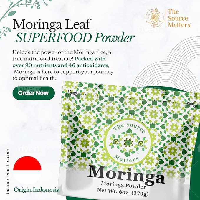 Superfood Moringa Powder – Fresh Dried Organic Moringa Leaf from Indonesia – Nutritious Greens & Complete Plant Protein – Certified USDA Organic – 170g Pouch, 42 Servings (10 Pack)