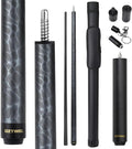 Carbon Fiber Pool Cue Stick, 12.4mm 8-Layer Tip Low Deflection Pool Cue Professional Pool Sticks for Adults with Pro Taper Cue Shaft 3/8 x 8 Joint Pin