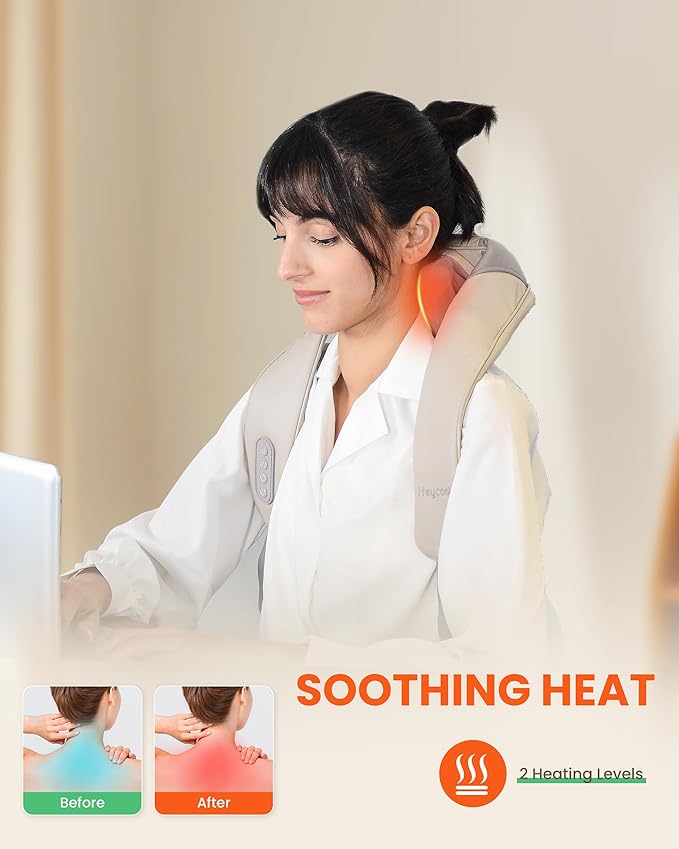 Cordless Neck Shoulder Massager with Heat, Back Massager Pillow, Gifts for Men, Women