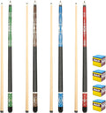 Pool Stick Set of 4, Pool Sticks for Adults, 58inch Billiard Cue Sticks with Maple Wood, Bar Billiard Cue Stick for Professional Billiard Players - 18oz, 19oz, 20oz, 21oz