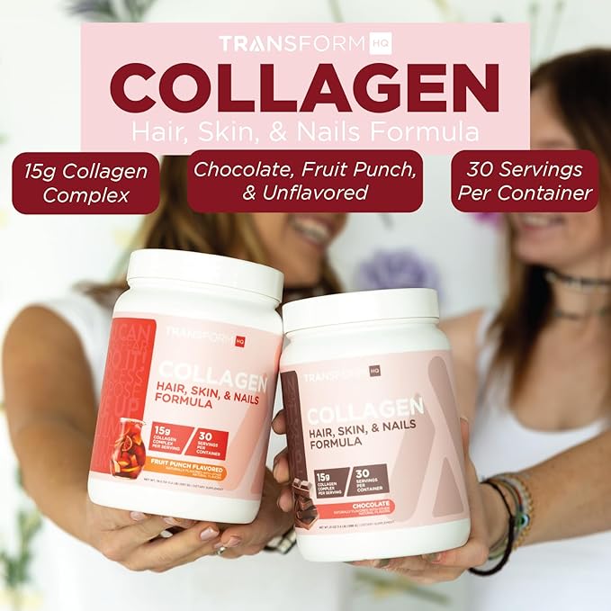 TransformHQ Beauty Collagen (30 Servings) Chocolate - Hair, Skin, & Nails Formula