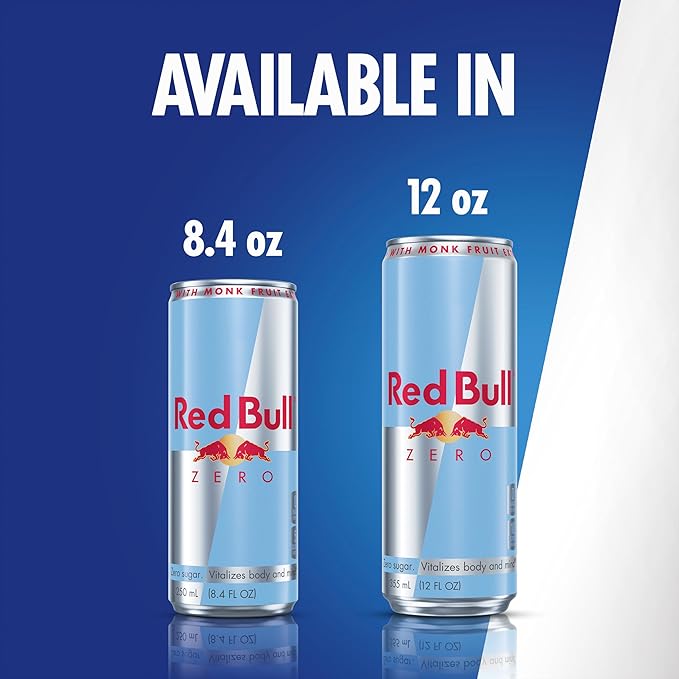 Red Bull Zero Energy Drink, 8.4 fl. oz., with 80mg Caffeine, Taurine & B Vitamins, Case of 24 cans