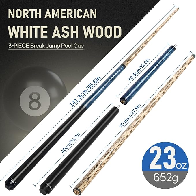 Kmise Break Jump Cue Stick - 21oz 23oz 25oz 28oz Pool Stick for Explosive Breaks and Effortless Jumps, Heavy Hitter Jump&Break Pool Cue with 14mm Pro Breaking Tip, Includes Pool Chalk and Glove