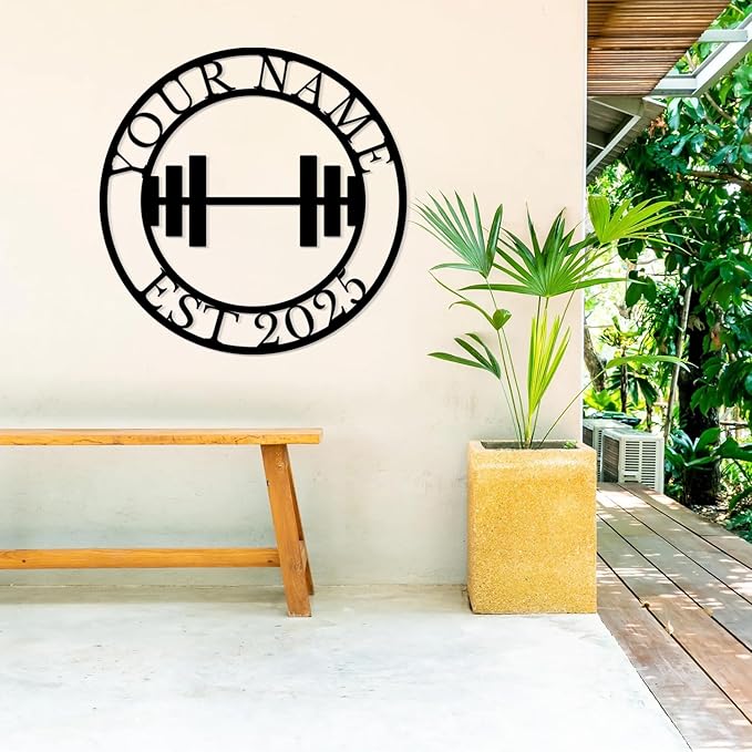 Personalized Metal Gym Sign, Custom Fitness Metal Wall Decor, Yoga Room Sign, fitness room decor, home gym decor, gifts for sports lovers, black metal