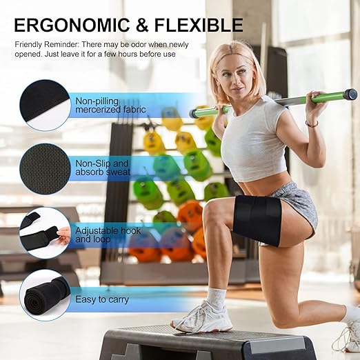 supregear Thigh Wraps Support, Adjustable Compression Neoprene Thigh Sleeve Hamstring Quad Wrap Upper Leg Brace for Women Men Pulled Groin Muscle, Quadriceps, Black, XL