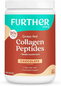Further Food Chocolate Collagen Peptides Powder, Grass-Fed Pasture-Raised Hydrolyzed Type 1 & 3 Protein, Gut Health + Joint, Hair, Skin, Nails, Paleo Keto Sugar-Free 11.36 oz