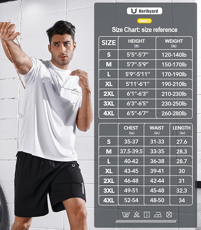 NORTHYARD Men's UPF 50+ Sun Protection Shirts Swim SPF UV Quick Dry Short Sleeve T-Shirts for Athletic Fishing Rash Guard