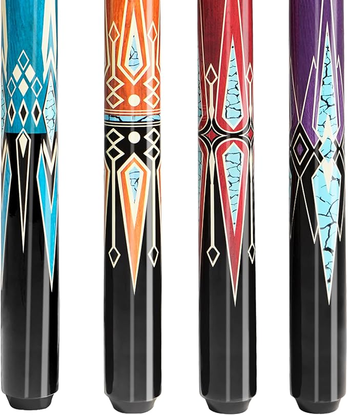 Pool Stick Set of 4, Pool Sticks for Adults, 58inch Billiard Cue Sticks with Maple Wood, Bar Billiard Cue Stick for Professional Billiard Players - 18oz, 19oz, 20oz, 21oz