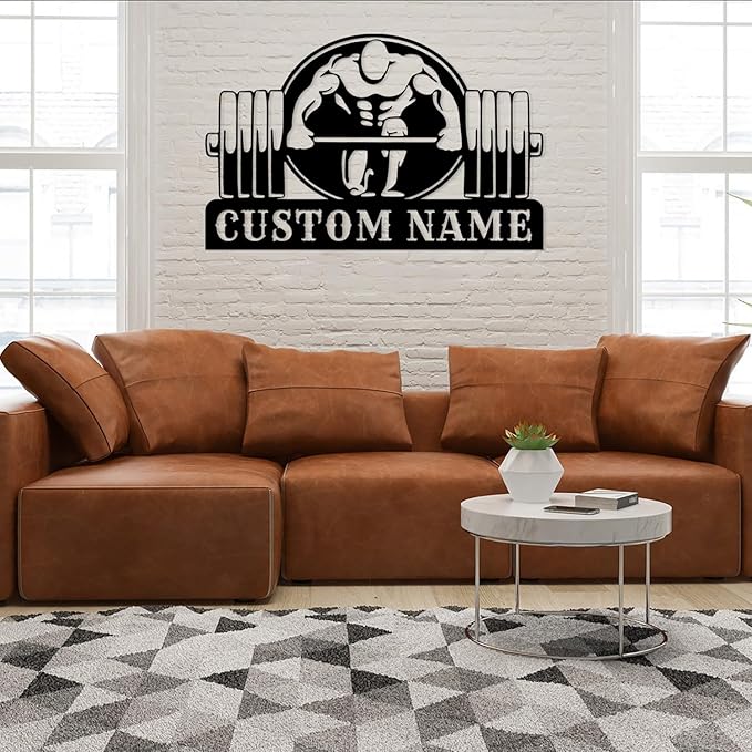 Customized Metal Gym Name Sign, Personalized Sports Room Wall Art,Metal Gym Sign,Unique Fitness Wall Sign, Gym Lovers Unique Gift, Gym Wall Art,Training Center Sign (Style-14)