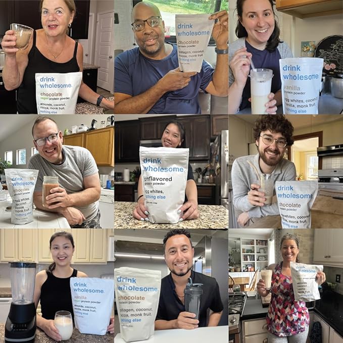 drink wholesome Vegan Vanilla Almond Protein Powder | for Sensitive Stomachs | Additive & Dairy Free | No Artificial Sweeteners | No Bloating, Farts or Gas | No Constipation or Diarrhea