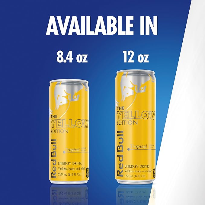 Red Bull Yellow Edition Energy Drink, Tropical, with 114mg Caffeine plus Taurine & B Vitamins, 12 Fl Oz, Pack of 24 Cans