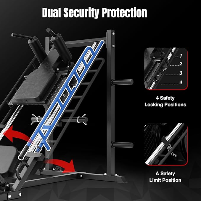 Dripex Leg Press Machine, Leg Press Machines for Home Gym, Professional Leg Press Hack Squat Machine Combo with 4 Weight Plate Storage Holders for Full Lower Body Workout