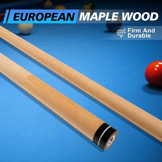 Pool Stick Set of 4, Pool Sticks for Adults, 58inch Billiard Cue Sticks with Maple Wood, Bar Billiard Cue Stick for Professional Billiard Players - 18oz, 19oz, 20oz, 21oz