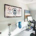 Tailored Canvases Personalized Gym Sign Wall Art Decor - Motivational Canvas for Home Gym, Workout Room, Garage, Fitness Center - Workout Inspirational Posters - One Hand with Dumbbell on Rustic, 48x24in