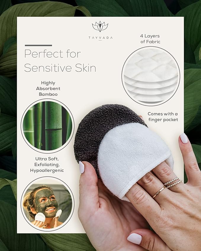 Luxury Bamboo Reusable Makeup Remover Pads, USA Brand (14 Pack), Four Layer Face Pads with Pocket - Reusable Bamboo Face Pads - Eco-Conscious Makeup Remover Pads - Includes Mesh Washing Bag (White)