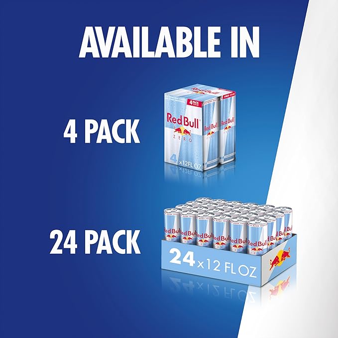 Red Bull Zero Energy Drink, 12 fl. oz., with 114mg Caffeine, Taurine & B Vitamins, Pack of 4 cans