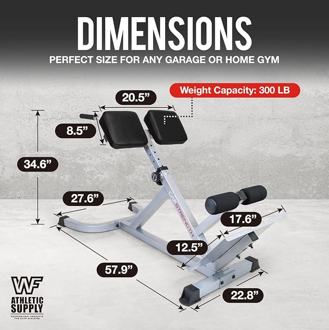 CAPHAUS 45 Degree Roman Chair Glutes Hamstring Workout Equipment for Muscle Strength Training Fitness, with Dip Station, Adjustable Hyperextension Ab Bench, Multi-Functional Back Machines