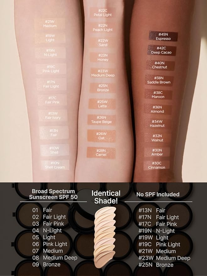 JUNG SAEM MOOL Essential Skin Nuder Cushion 19C Pink Light 0.49 Fl Oz, No Refill, Natural Radiant Finish Cushion Foundation with Buildable Coverage, Lightweight Texture, Korean Foundation Makeup
