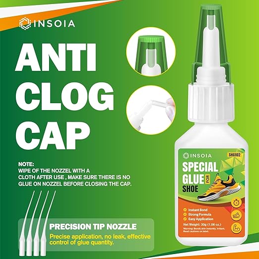 Shoe Glue, 30g Clear Super Glue for Shoe Repair Quick Fix Shoe Adhesive Waterproof Strong Crazy Instant Glue for Bonding Shoe Sole, Boots, Sandals, Sneakers, Leather & Other Footwear Items