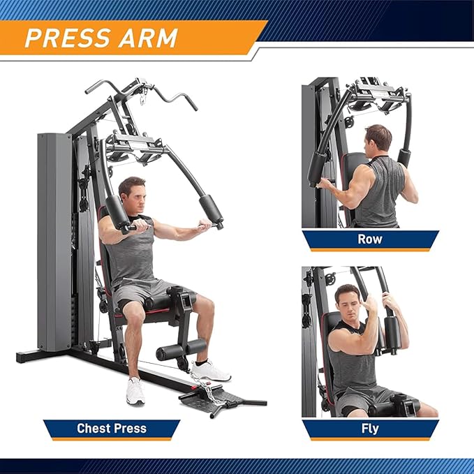 Marcy Multifunctional Workout Station 100lbs to 200lbs Stack Home Gym for Weightlifting and Bodybuilding