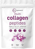 Micro Ingredients Multi Collagen Peptides Powder, 8oz | Type I, II, III, V, X + Biotin, Vitamin C & Hyaluronic Acid | Unflavored | Supports Hair, Skin & Joint Health | Keto, Non-GMO