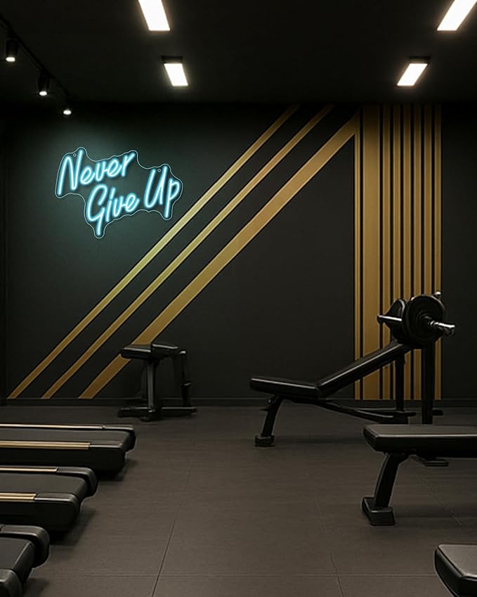 YIKBIK NEVER GIVE UPLED Neon Sign for Wall Decor,Neon Lights Party Decorations, USB Powered Switch Neon Lights lighting adjustable for Office Room, Gym Room, Man Cave, Gamer Room