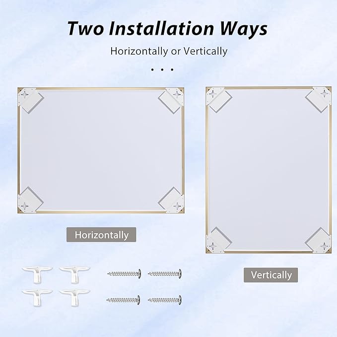 30x36 Inch Brass Bathroom Mirror for Wall, Aluminum Frame Rectangle Rectangular Vanity Mirror, Modern Large for Bedroom, Living Room, Horizontal or Vertical