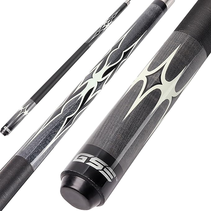 GSE Games & Sports Expert 58" 2-Piece Canadian Maple Hardwood Billiard Pool Cue Sticks for Men/Women, House or Commercial/Bar Use (Several Colors, Weight 18oz, 19oz, 20oz, 21oz Available)