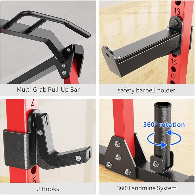 Power Cage,1600lbs Multi-Function Power Rack with Adjustable Cable Crossover System and More Training Attachment, Weight Cage for Home Gym