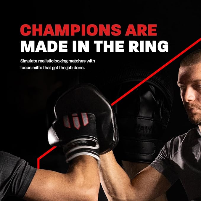 Hawk Sports Punching Mitts for Men, Women, & Kids, Leather Focus Mitts for Martial Arts & Boxing Training, Curved Punch Mitts for Karate, Kickboxing, Krav MAGA, Muay Thai & Taekwondo