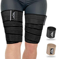 supregear 2 Pcs Hamstring and Thigh Compression Wraps, Adjustable Thigh Brace for Muscle Sprain, Quadricep Support Sleeve for Men and Women, Elastic Bandages for Knee Calf Arm Leg, 200 cm/79 in, Black