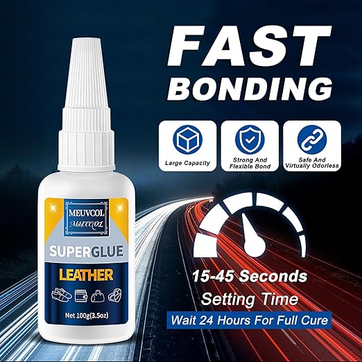 Super Glue for Leather - 100g Leather Glue Adhesive for Purses, Sofa, Shoe, and Furniture, Heavy Duty Waterproof Adhesive for Leathercraft, Upholstery, Faux Leather, Handbag, Leather Working