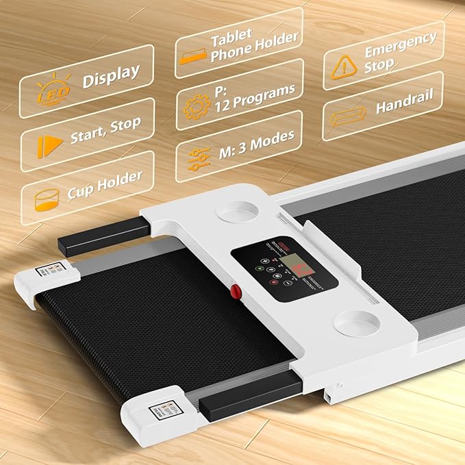 Portable Foldable Treadmills for Home, Small Folding Treadmill for Home Office with 300 LBS Capacity, Walking Running Exercise Electric Compact Treadmill with LED Display